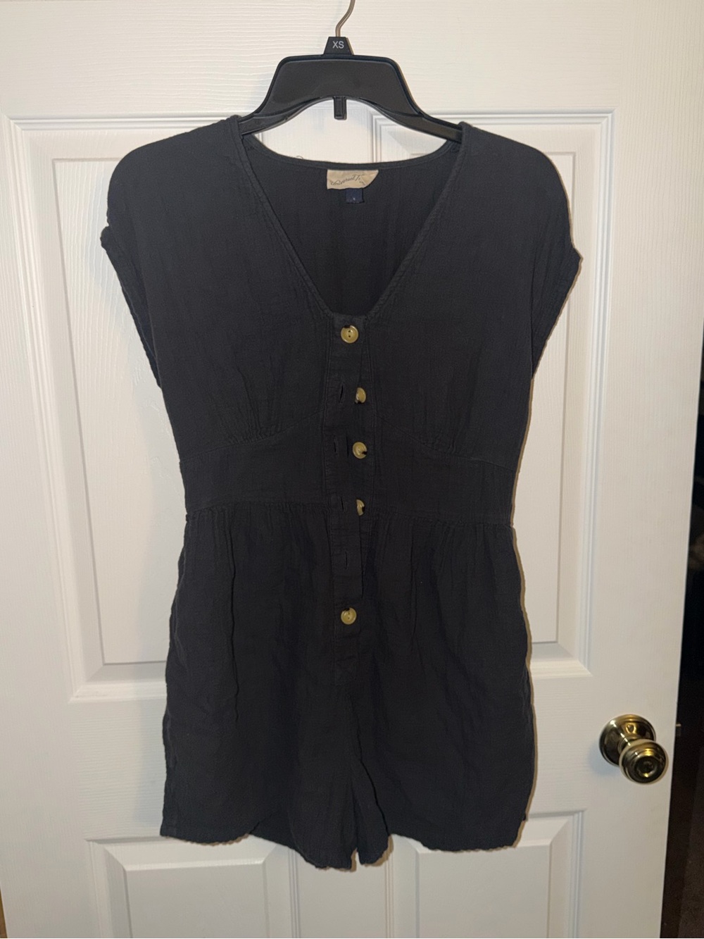 Gray linen romper